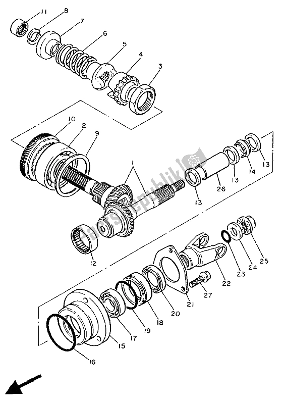 Toutes les pièces pour le Engrenage D'entraînement Moyen du Yamaha XV 750 Virago 1992