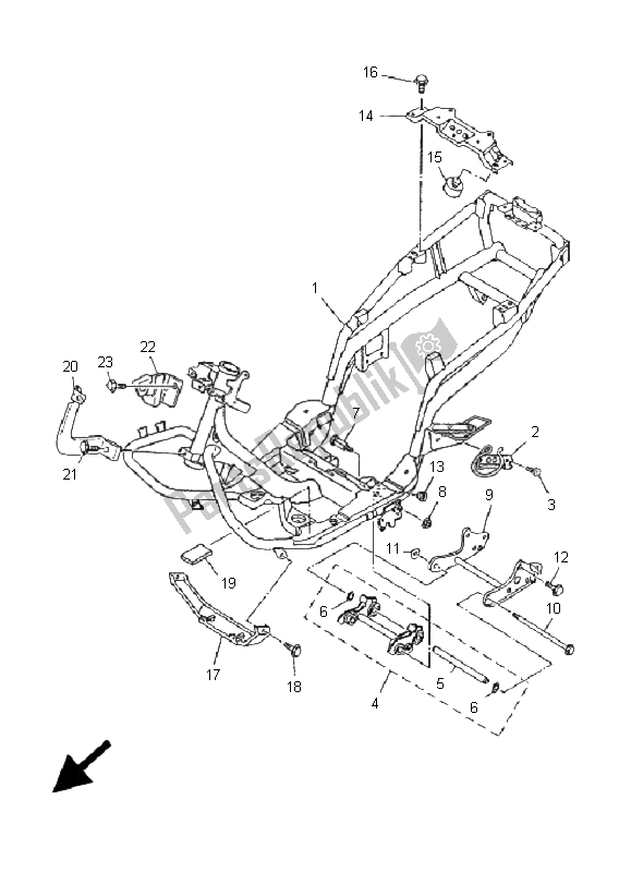 Tutte le parti per il Telaio del Yamaha YP 125E Majesty 2009