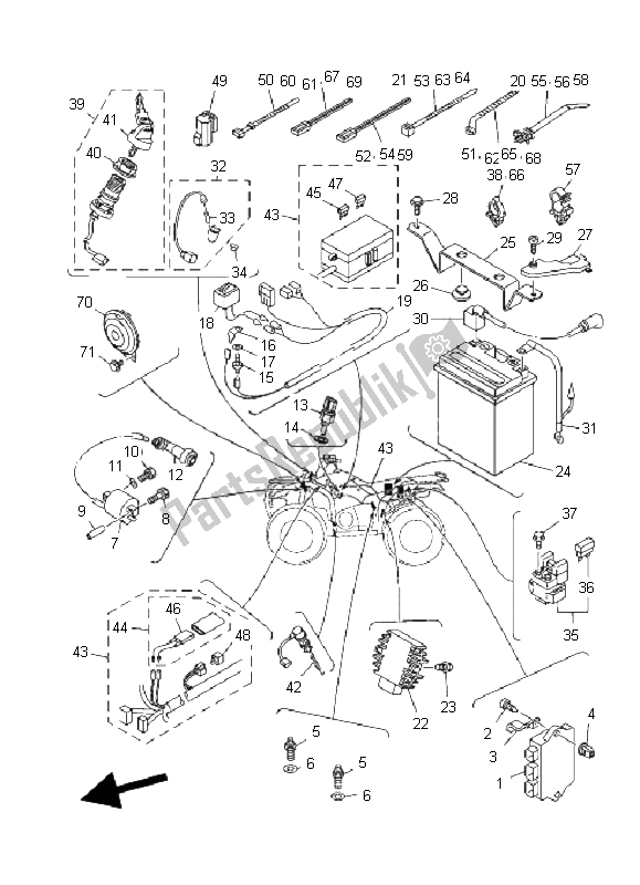 All parts for the Electrical 1 of the Yamaha YFM 350 BA Bruin 2X4 2005