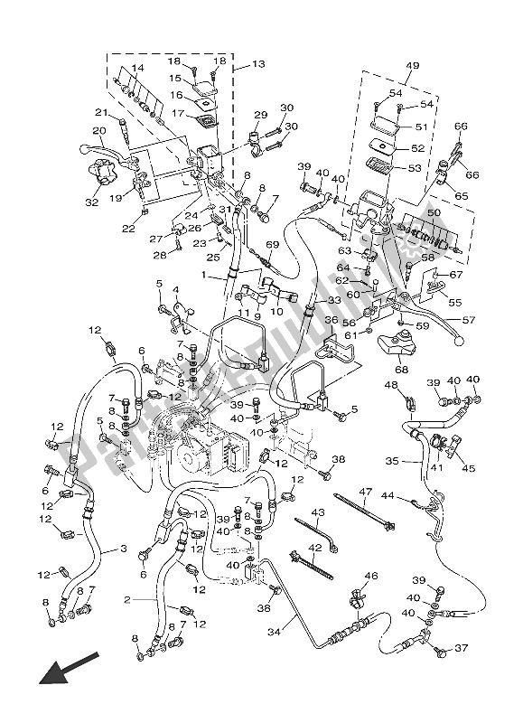 Tutte le parti per il Pompa Freno Anteriore del Yamaha MW 125A 2016