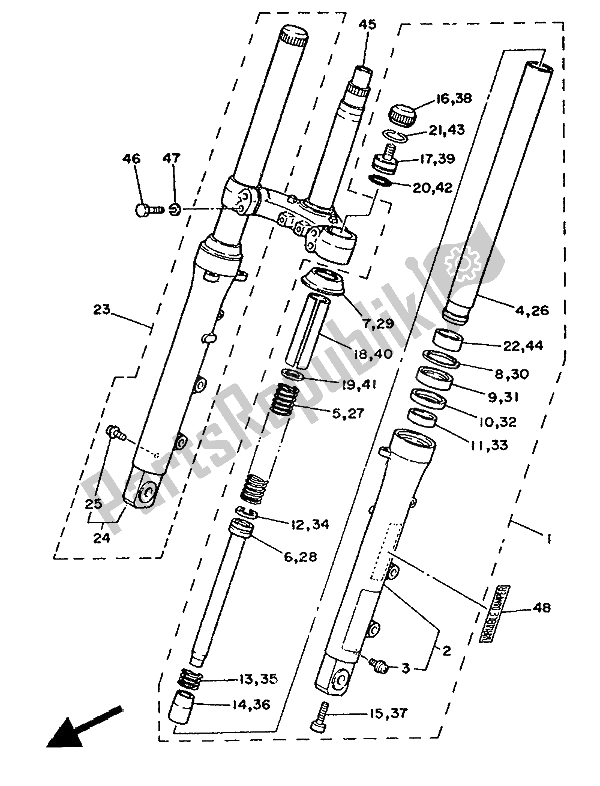 Tutte le parti per il Forcella Anteriore del Yamaha RD 350 LC 1986