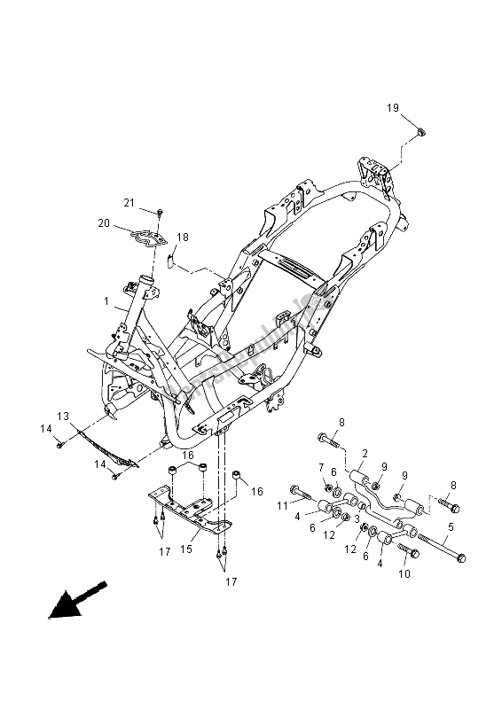 Tutte le parti per il Telaio del Yamaha YP 250 RA 2014