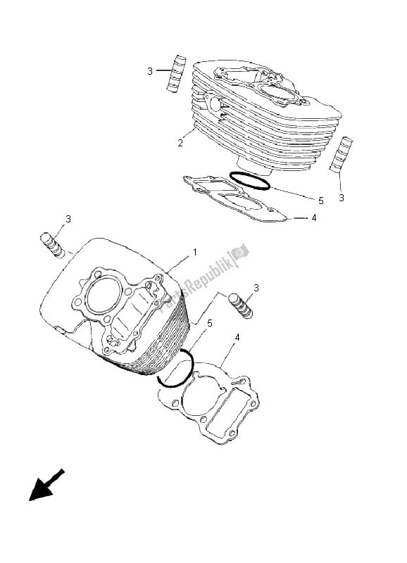 All parts for the Cylinder of the Yamaha XVS 125 Dragstar 2001