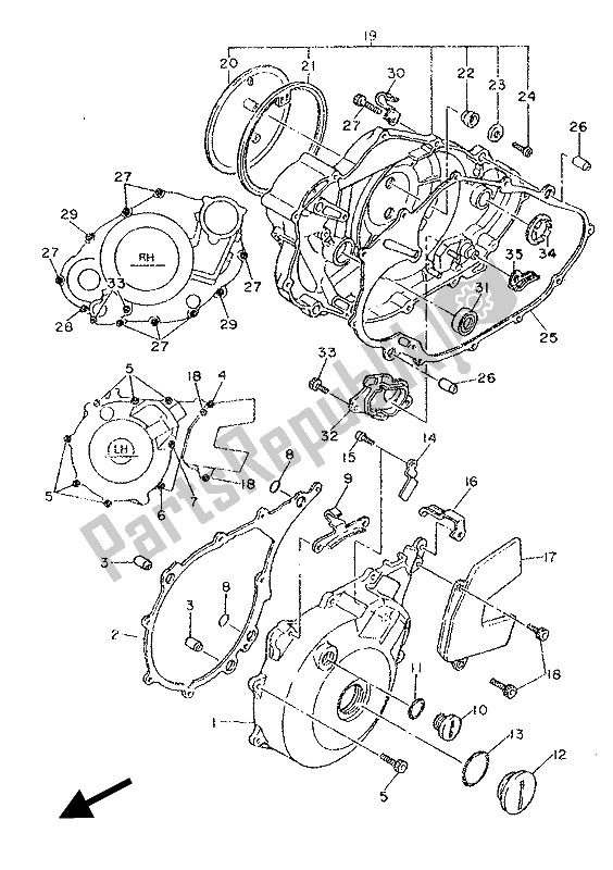 Toutes les pièces pour le Couvercle De Carter 1 du Yamaha SRX 600 1986