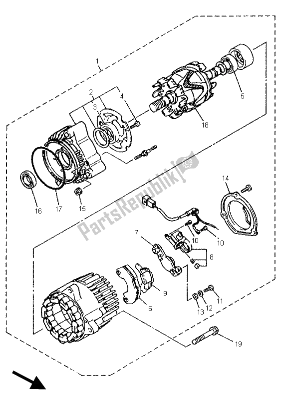 Toutes les pièces pour le Générateur du Yamaha YZF 750 SP 1995