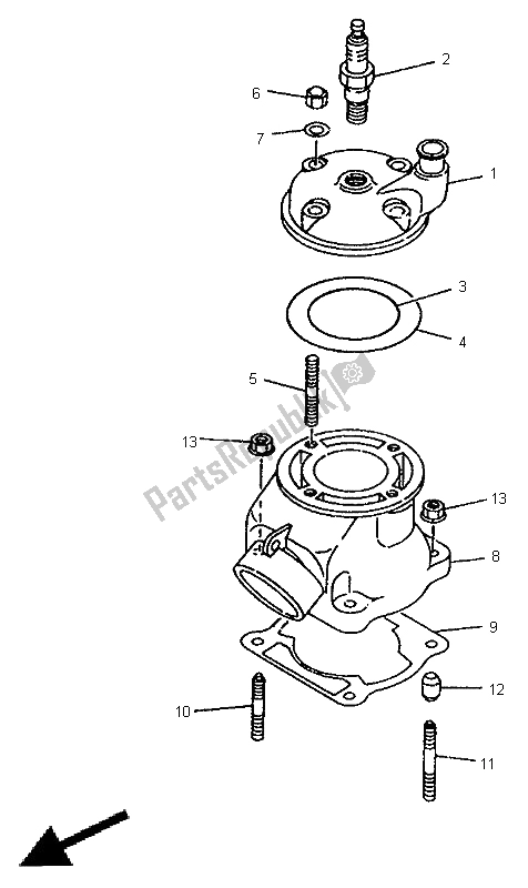 All parts for the Cylinder of the Yamaha YZ 80 LW 1999