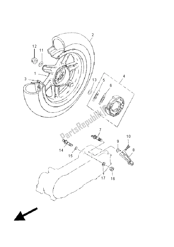 All parts for the Rear Wheel of the Yamaha C 50R AC JOG 2011