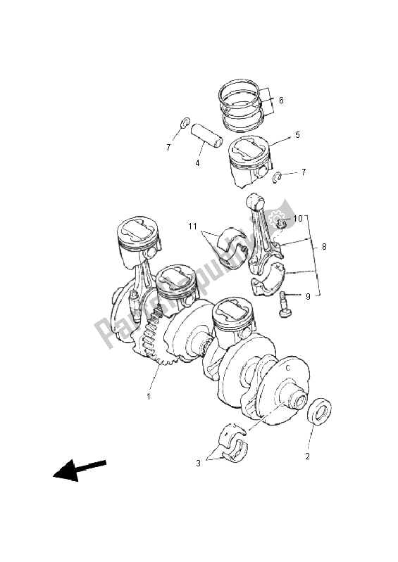 All parts for the Crankshaft & Piston of the Yamaha XJR 1300 2011