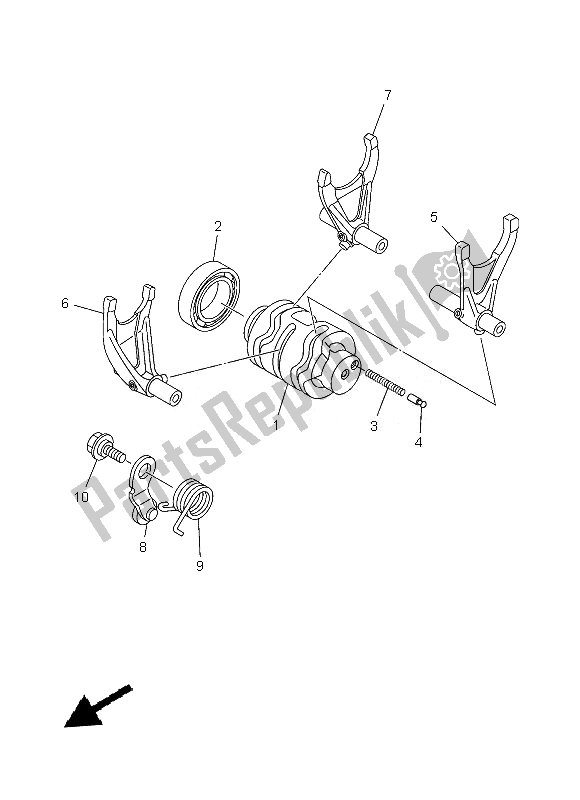 All parts for the Shift Cam & Fork of the Yamaha YZ 250F 2013