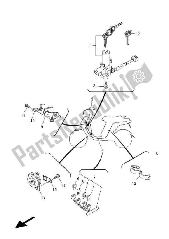 All parts for the Electrical 2 of the Yamaha EC 03 2011