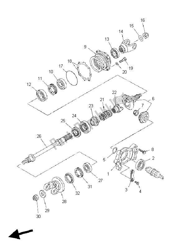 All parts for the Middle Drive Gear of the Yamaha YFM 450 FA Kodiak 4X4 2004