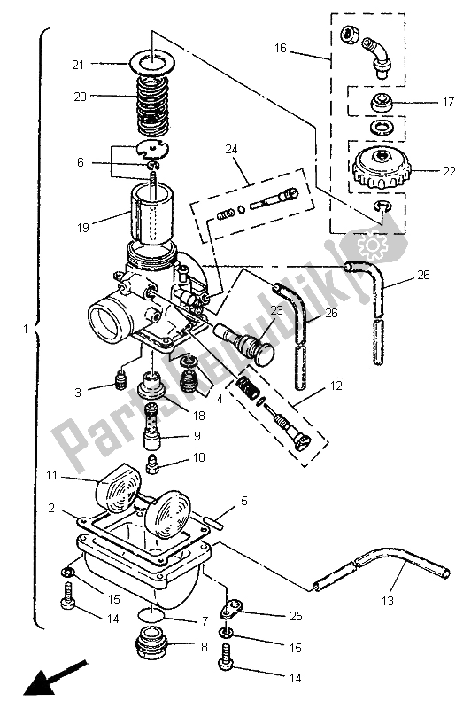 All parts for the Carburetor of the Yamaha YZ 80 LW 1995