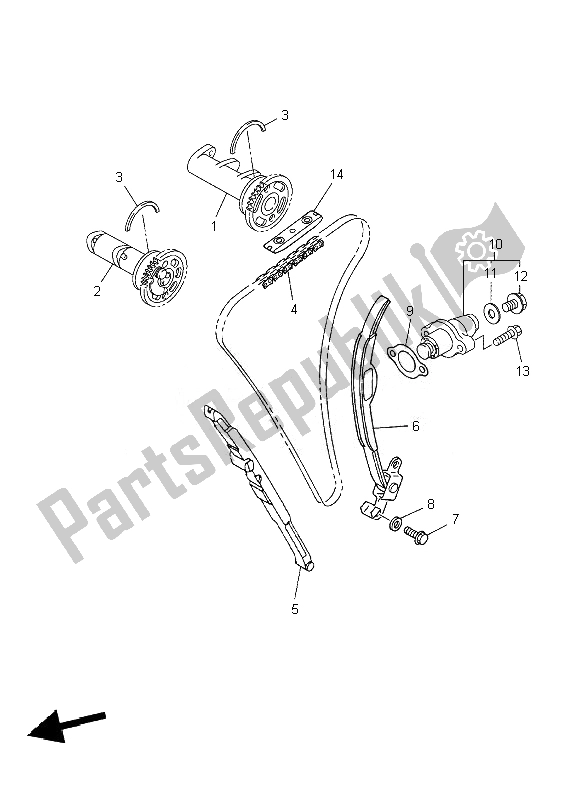 All parts for the Camshaft & Chain of the Yamaha YZ 250F 2010