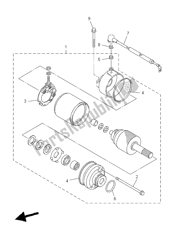 All parts for the Starting Motor of the Yamaha XJ6 NA 600 2009