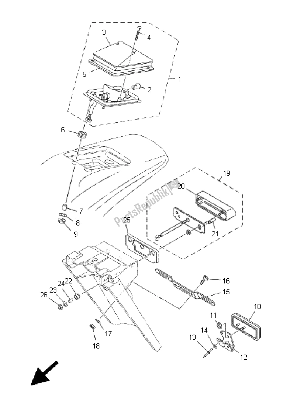 All parts for the Taillight of the Yamaha DT 125X 2005