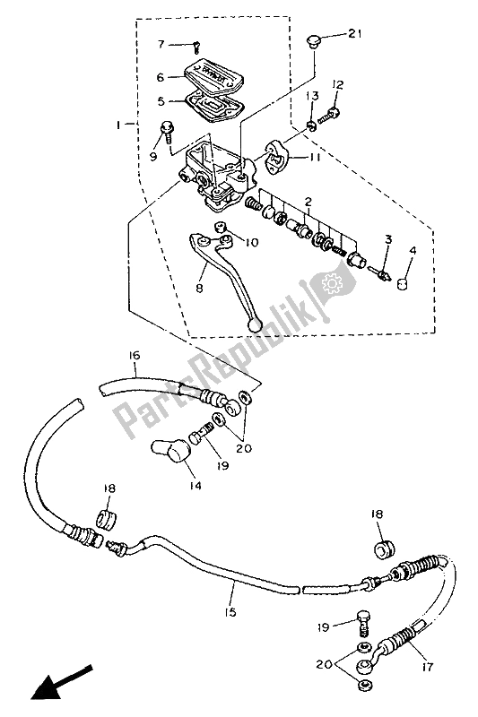 Toutes les pièces pour le Maître-cylindre Avant 2 du Yamaha FJ 1200 1990