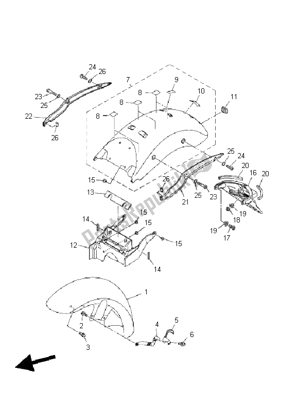 All parts for the Fender of the Yamaha XVS 950A 2011