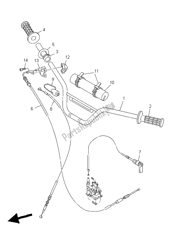 All parts for the Steering Handle & Cable of the Yamaha TT R 90E 2004