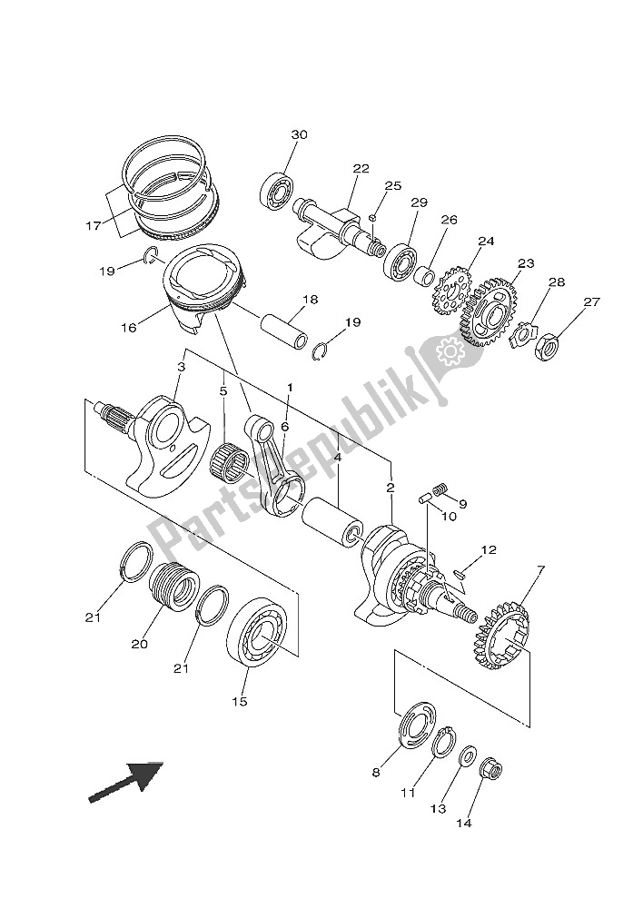 All parts for the Crankshaft & Piston of the Yamaha YXM 700E Viking EPS Camo 2016