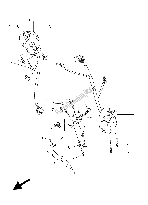 All parts for the Handle Switch & Lever of the Yamaha XJ 6 FA 600 2014