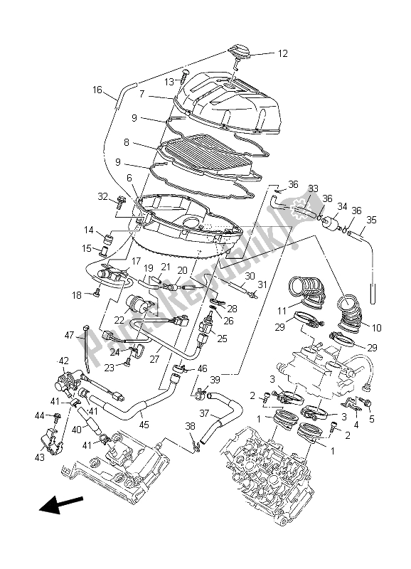 Alle onderdelen voor de Inname van de Yamaha TDM 900 2006