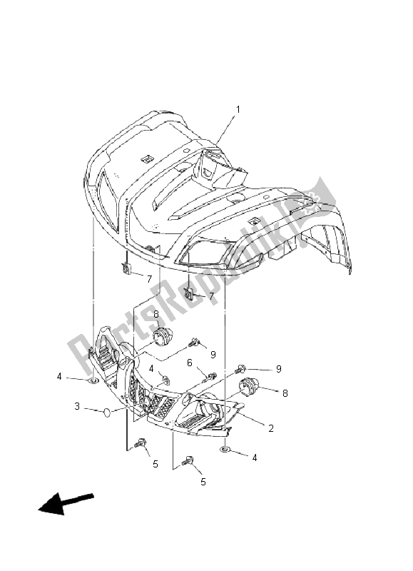 All parts for the Front Fender of the Yamaha YFM 350 FA Bruin 4X4 2006