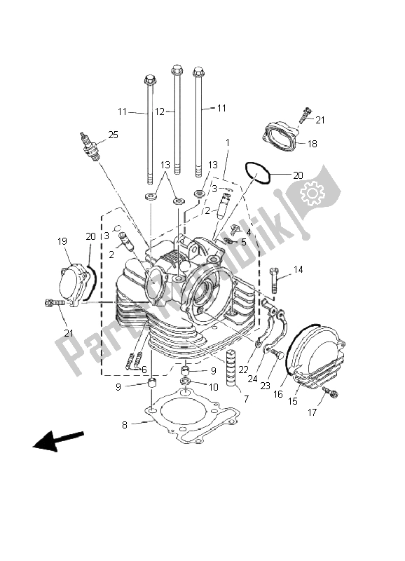 All parts for the Cylinder Head of the Yamaha YFM 400F BIG Bear PRO 2002