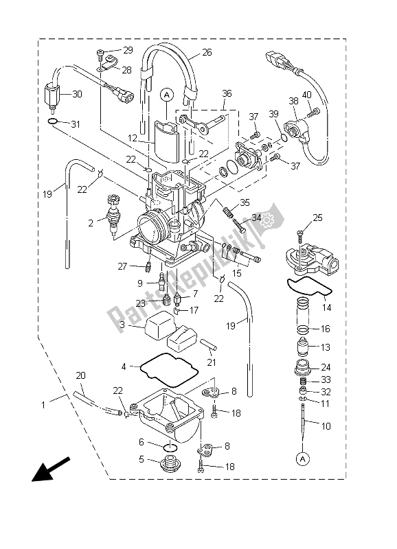 All parts for the Carburetor of the Yamaha YZ 250 2003