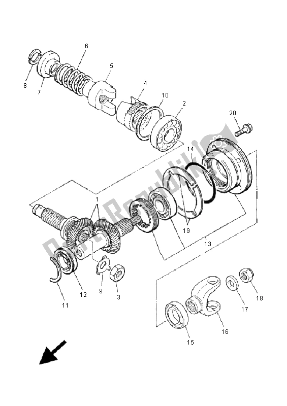 All parts for the Middle Drive Gear of the Yamaha XJ 900S Diversion 2001