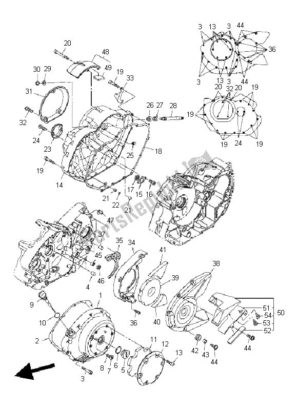 All parts for the Crankcase Cover 1 of the Yamaha XVS 950A 2011