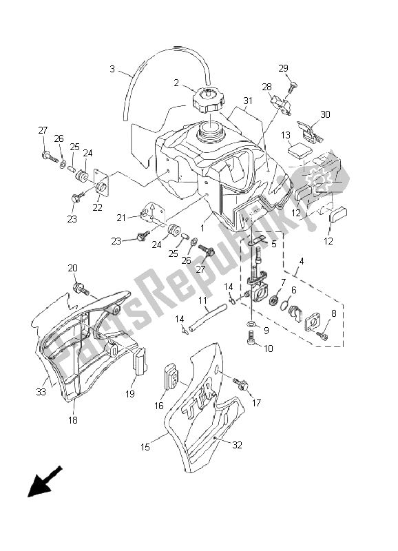 Tutte le parti per il Serbatoio Di Carburante del Yamaha TT R 90 M 2000