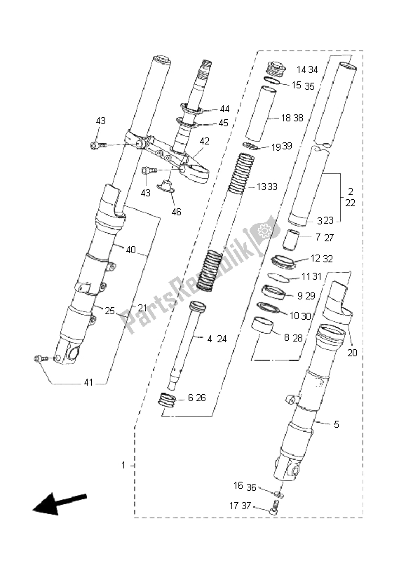 All parts for the Front Fork of the Yamaha FZ6 Sahg 600 2009