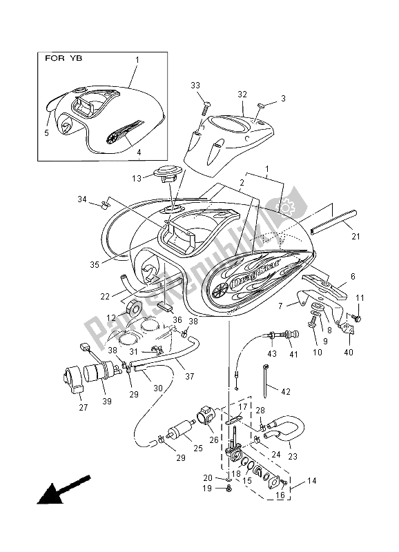 Toutes les pièces pour le Réservoir D'essence du Yamaha XVS 650 Dragstar 2000