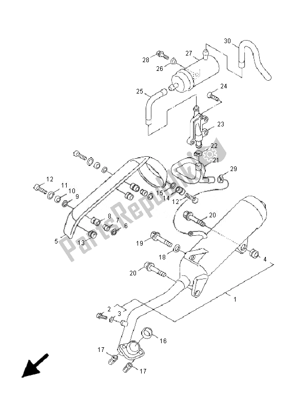 All parts for the Exhaust of the Yamaha XC 125 Cygnus X 2007