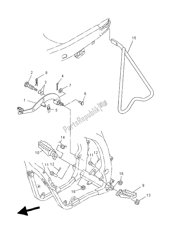 All parts for the Stand & Footrest of the Yamaha YZ 450F 2008