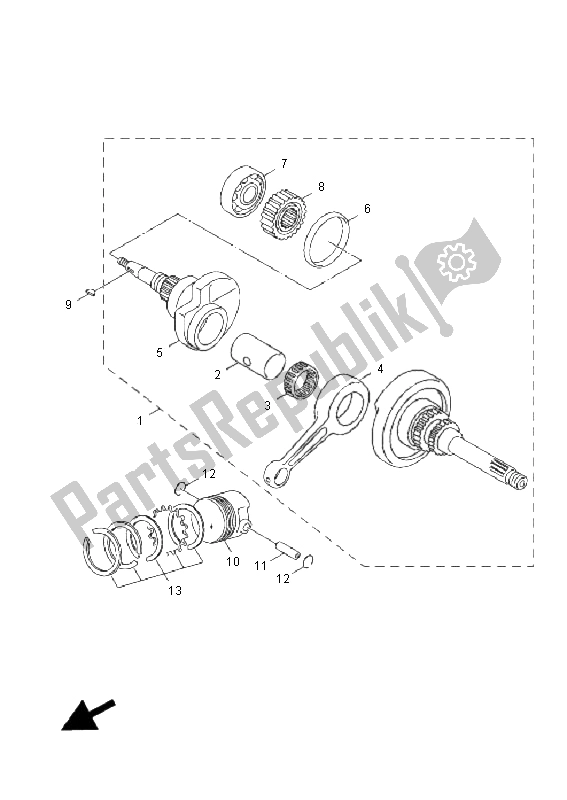 All parts for the Crankshaft & Piston of the Yamaha XC 125 Cygnus X 2008