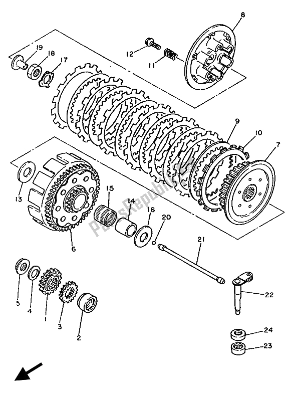 Toutes les pièces pour le Embrayage du Yamaha YZ 250 1989