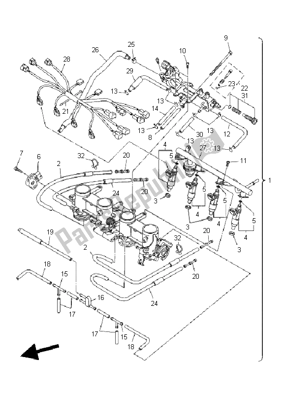 All parts for the Intake 2 of the Yamaha XJ6F 600 2011