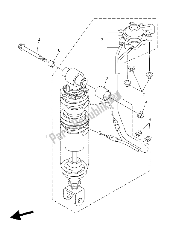 All parts for the Rear Suspension of the Yamaha FJR 1300A 2004