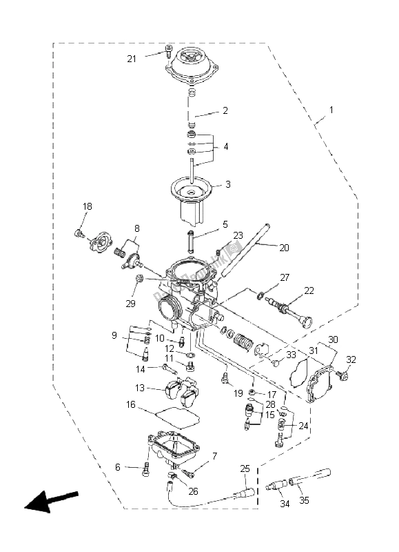 All parts for the Carburetor of the Yamaha YFM 250 Bear Tracker 2X4 2004