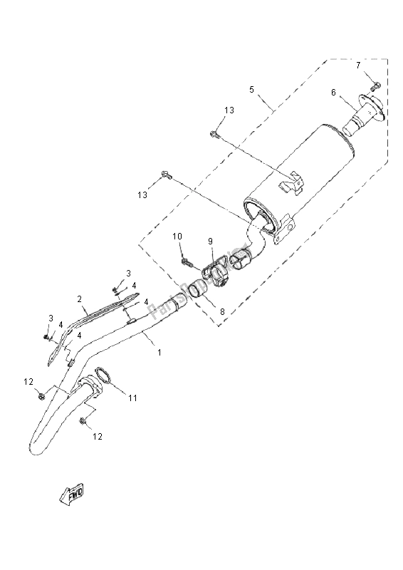 Tutte le parti per il Scarico del Yamaha YFM 250R 2011