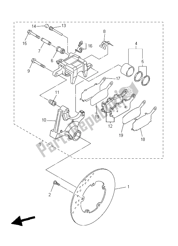 All parts for the Rear Brake Caliper of the Yamaha YZF R6 600 2010