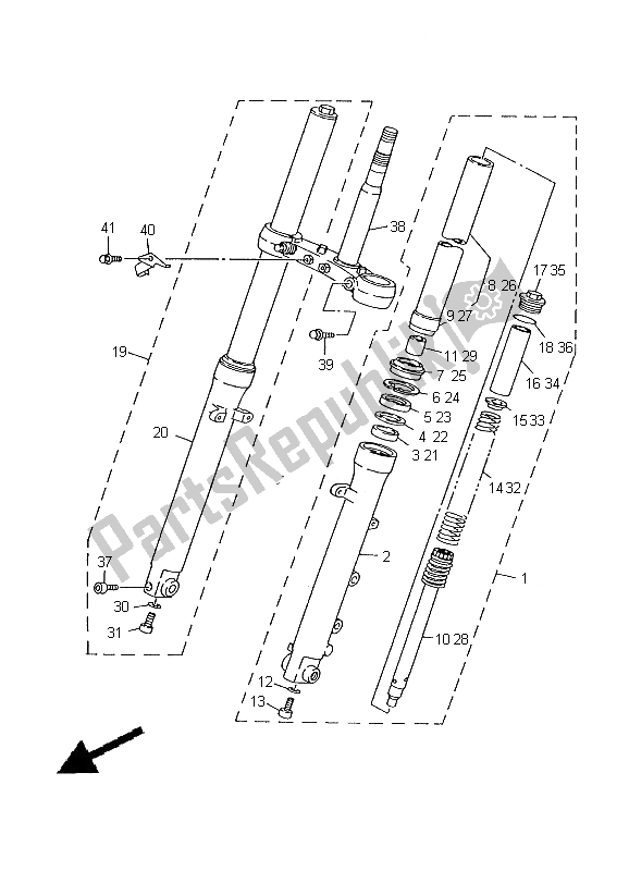 Todas as partes de Garfo Dianteiro do Yamaha TDR 125 2000