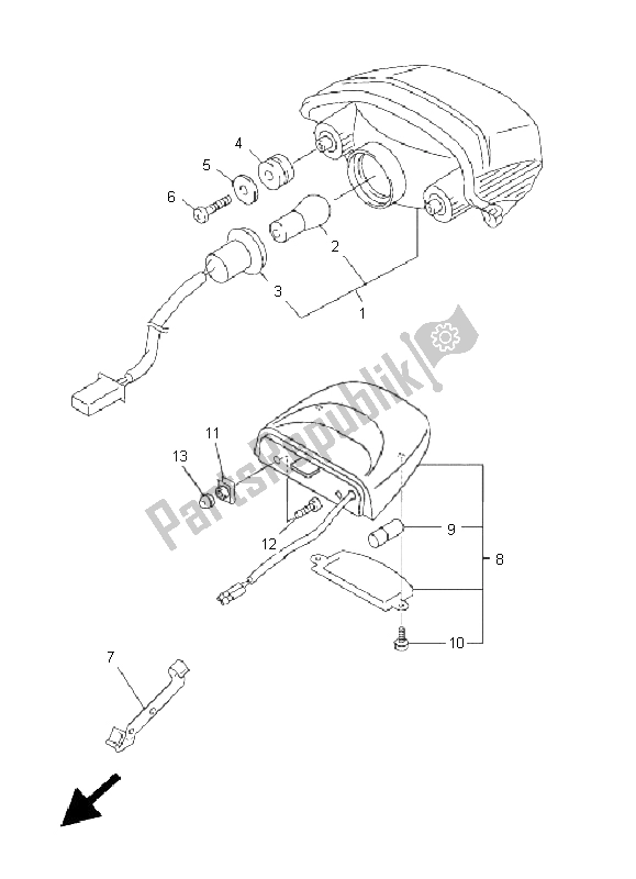 Todas as partes de Luz Traseira do Yamaha FZ6 NS 600 2005