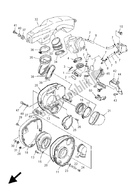 All parts for the Intake of the Yamaha XVS 125 Dragstar 2001