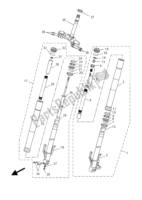 All parts for the Front Fork of the Yamaha YZF R 125A 2015