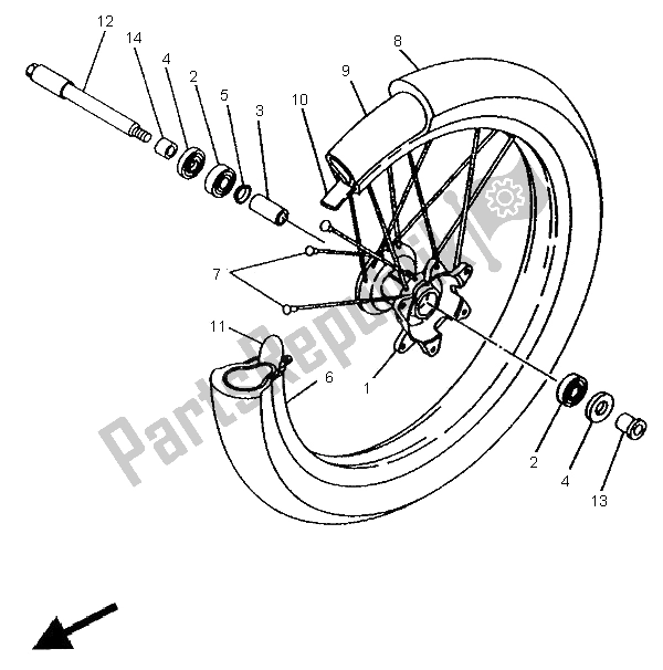 Todas as partes de Roda Da Frente do Yamaha YZ 250 LC 1995