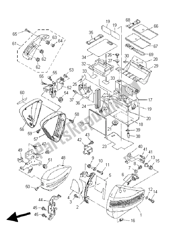 All parts for the Side Cover of the Yamaha XV 1900A Midnight Star 2008