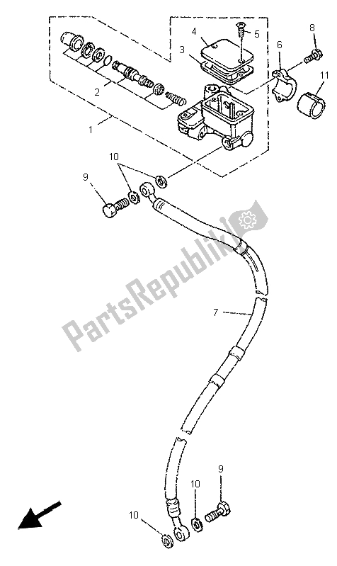 All parts for the Front Master Cylinder of the Yamaha DT 125R 1997