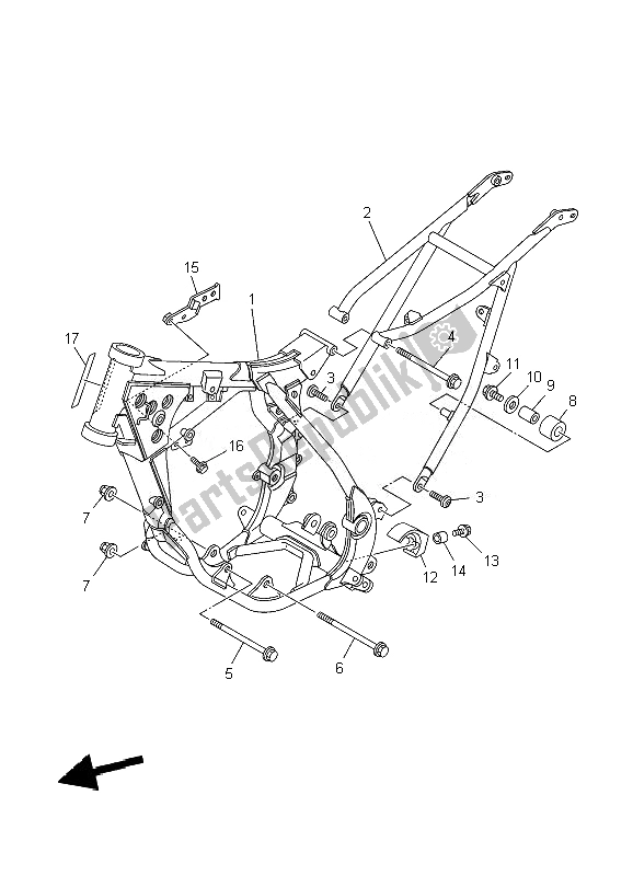 All parts for the Frame of the Yamaha YZ 85 SW LW 2010